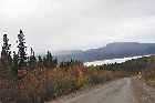 view mountain scenery large lake trans labrador highway baie comeau quebec labrador city canada october octobre 2010
