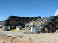 tyre wall, after, earthship Highway 64 near Taos New Mexico