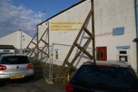timber shoring main stand bangor city football ground farrar road wales april 2008 copyright free photo royalty free photo