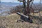 historic wagon wheel cannon pointe aux outardes north shore st lawrence river quebec canada mai may 2012