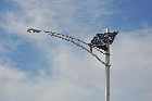 photovoltaic panel solar energy LED light highway 138 gulf st lawrence north shore quebec canada mai may 2012