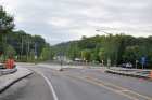 roundabout traffic circle sign chemin du roy highway 138 banlieu quebec suburbs canada september 2013