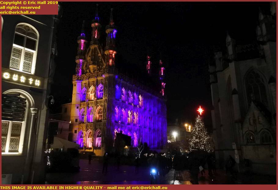 christmas lights town hall grote markt leuven louvain belgium december 2019